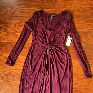 NWT fit-to-fashion l/s rib knit tunic slimming flattering sequin to CL, 42” bust